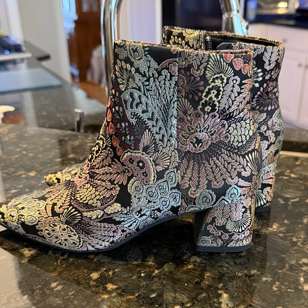 All Saints Multicolor Embroidered Ankle Boots
